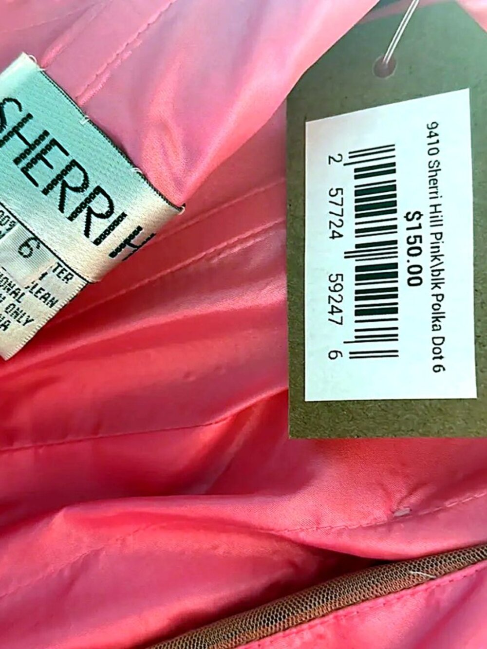 Sherri Hill Hot Pink Black Polka Dot Homecoming Dress Size 6 NWT Beaded - Picture 5 of 5